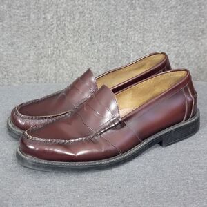 Nunn Bush Shoes Mens 12M Burgundy Leather Lincoln Mock Toe Penny Loafer Slip-On